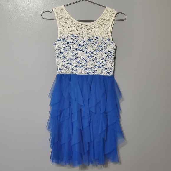 Rare Editions Other - Rare Editions Blue Tulle and Off White Lace Dress Girls Size 14